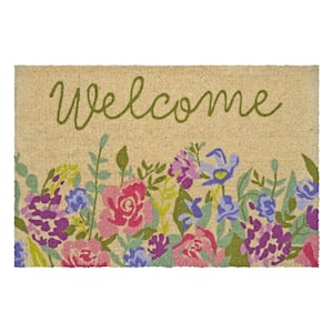 Welcome Floral Multi-Colored 24 in. x 36 in. Indoor or Outdoor Doormat