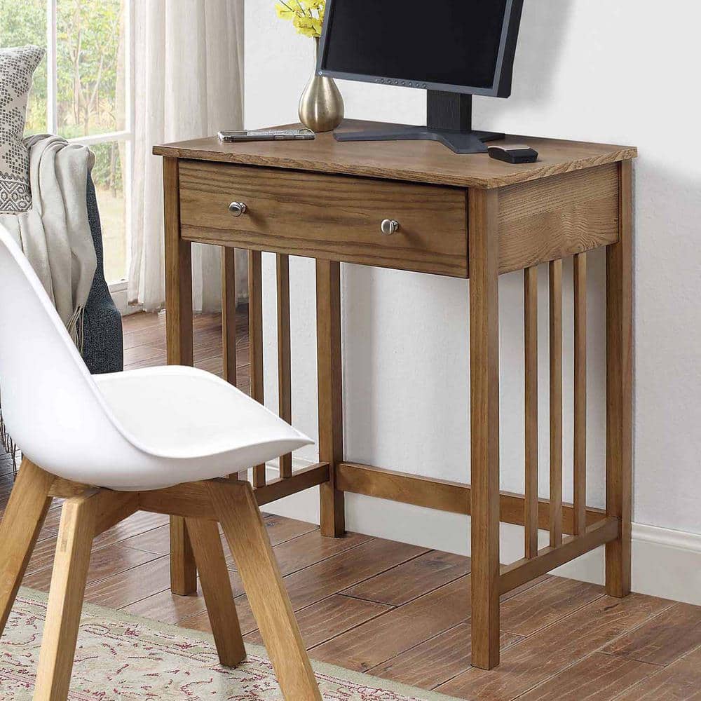 Espresso Solid Ash Veneer 26" Computer Desk with Keyboard Tray and Drawer