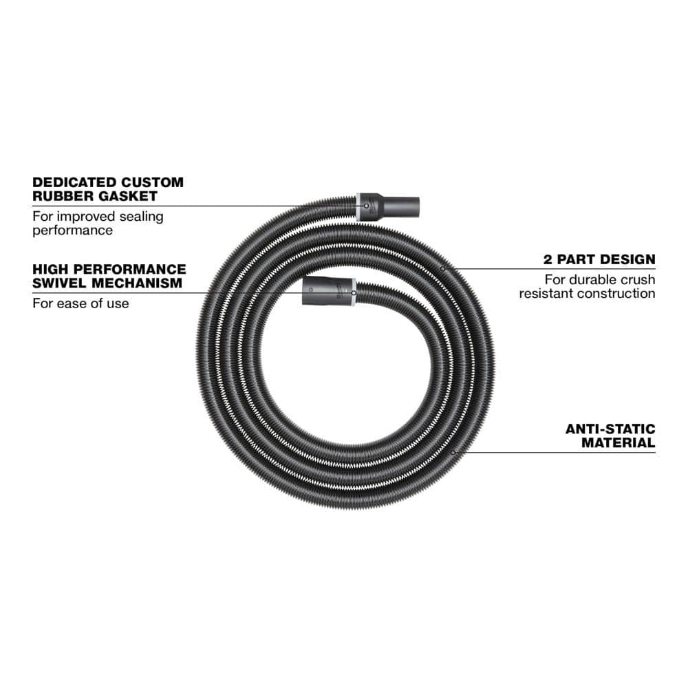 Milwaukee 1-7/8" x 16' Black Flexible Vacuum Hose