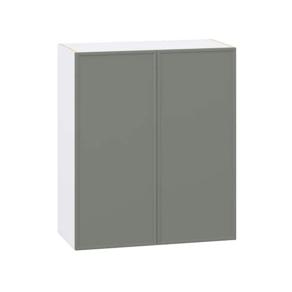 Fairview 30 in. W x 14 in. D x 35 in. H Assembled Slim Shaker Wall Kitchen Cabinet in Moss Green