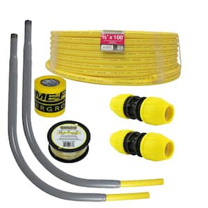 Underground 1/2in IPS New Install Kit (1)1/2inx100ft Pipe, (2)1/2in Couplers, (2)1/2in Meter Risers, Gas Line Detection