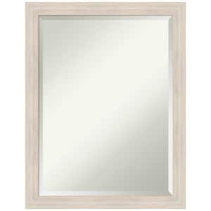 Hardwood 20.88 in. x 26.88 in. Rustic Rectangle Framed Whitewash Narrow Bathroom Vanity Wall Mirror