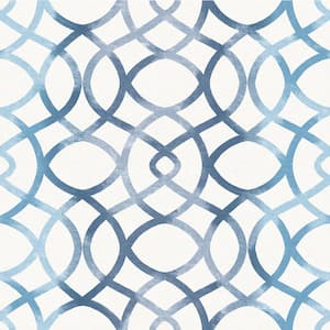 Twister Blue Trellis Blue Wallpaper Sample