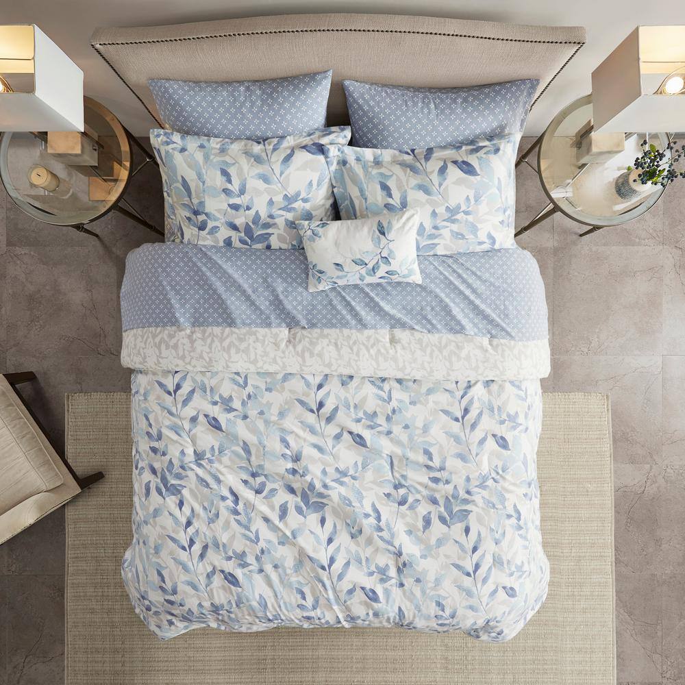 King Blue Microfiber Reversible Bed in a Bag Set