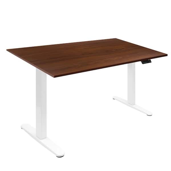 mount-it! Electrical 55 in. Rectangular Brown MDF Desk with Anti-Collision Ultra Quiet Dual Motor 2-Stage Telescoping Legs