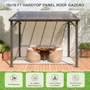 10 ft. x 10 ft. Hardtop Sloping Pitched Roof Gazebo, Outdoor Gazebos with Aluminum Frame