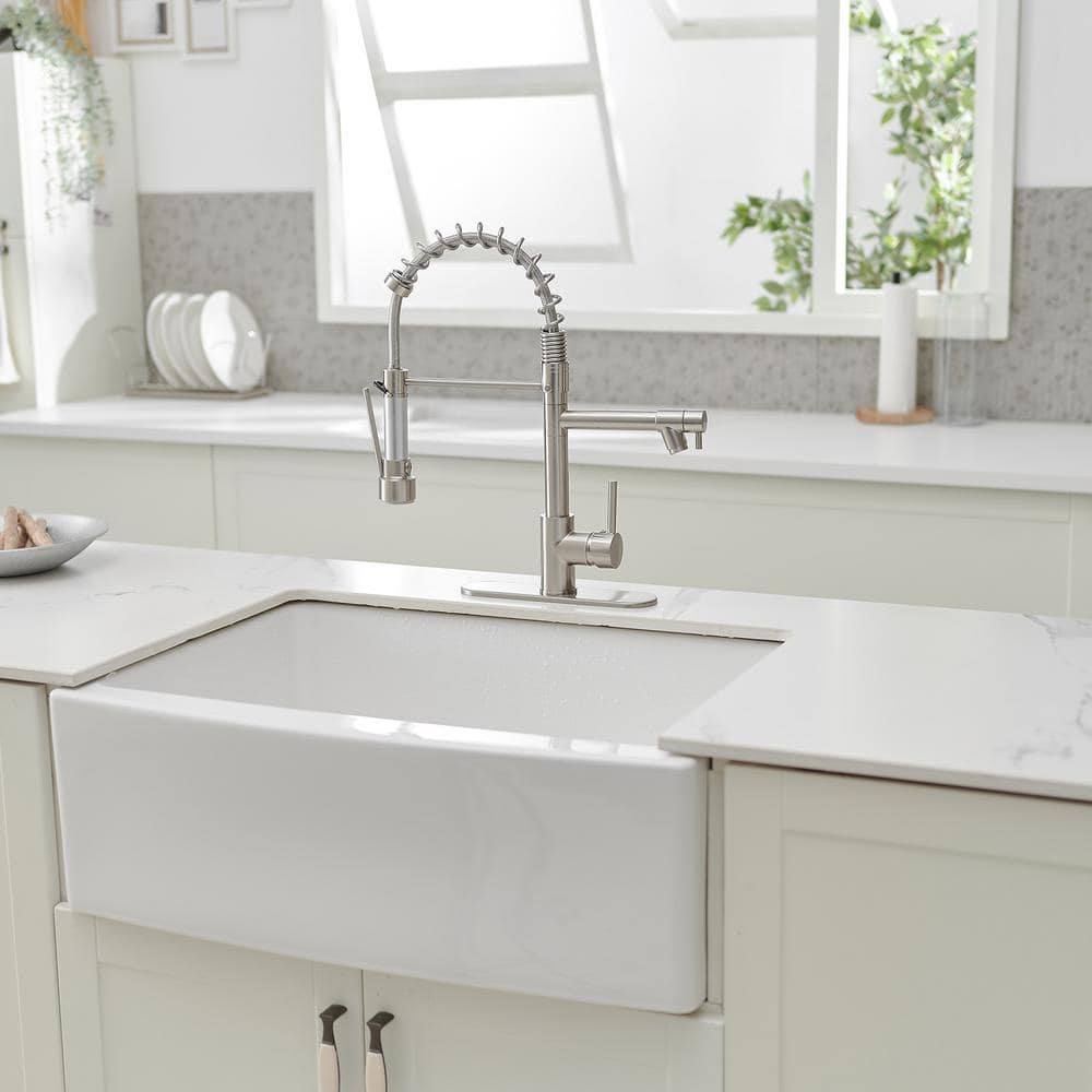 Brushed Nickel Single Handle Pull Down Kitchen Faucet