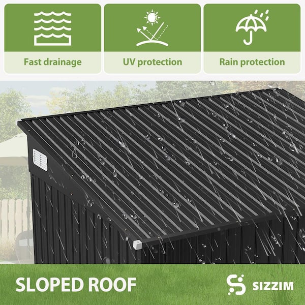 Sizzim Black 12 ft. W x 8 ft. D Outdoor Lean to Storage Metal Shed