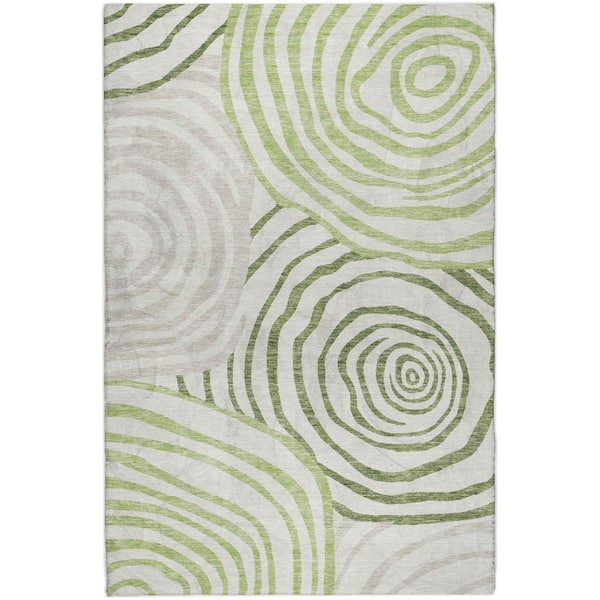 Dream Shag Premium Machine Washable Abstract ADS765 Green 10 ft. x 14 ft. Area Rug