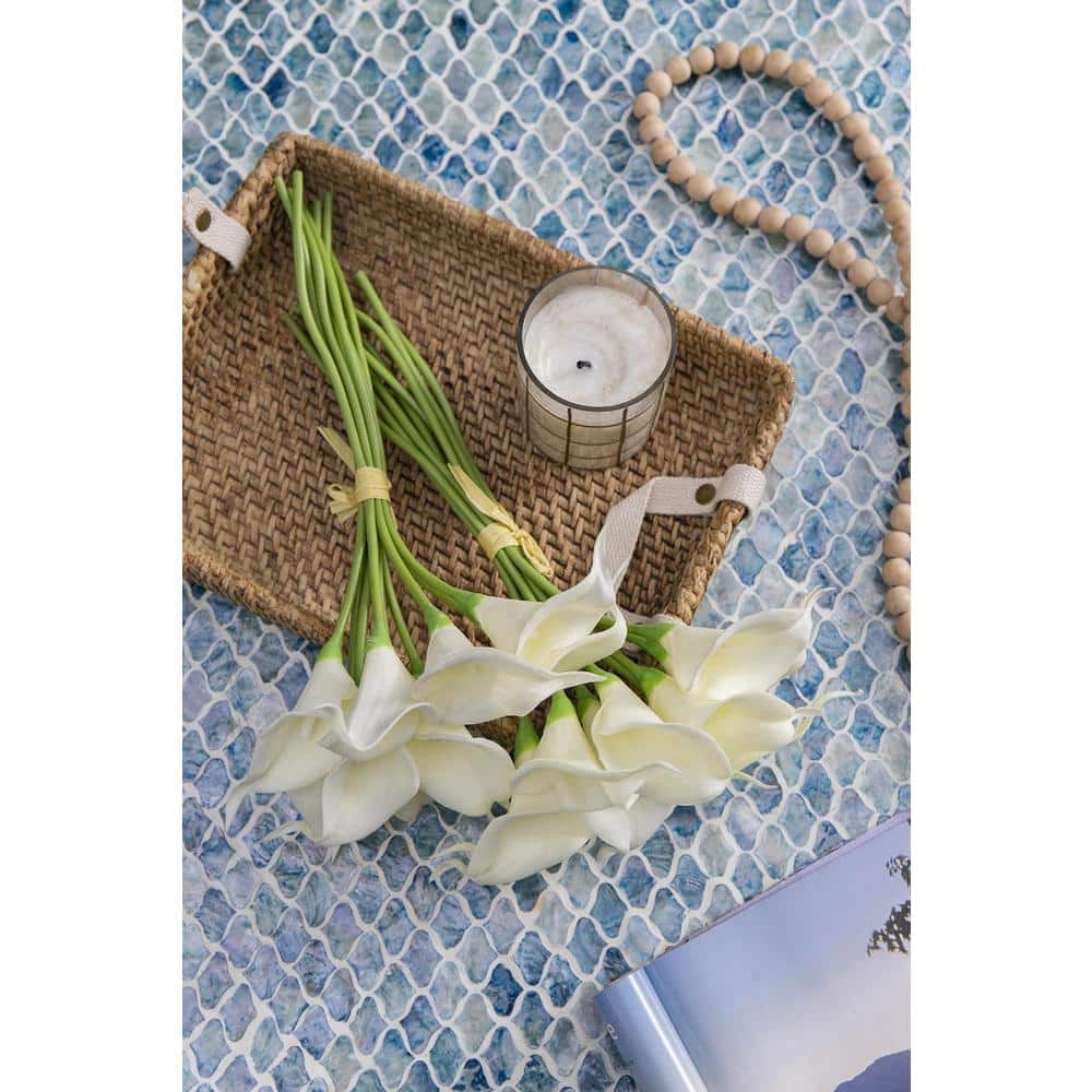 13" White Faux Calla Lily Outdoor Tabletop Set