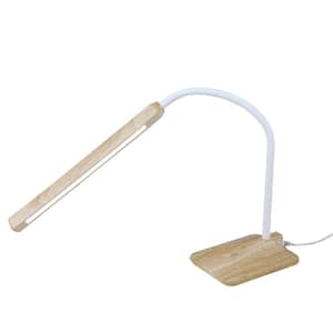 27 in. Bamboo Brown Indoor Desk Lamp with Dim Touch Power Stand and Flexible Function