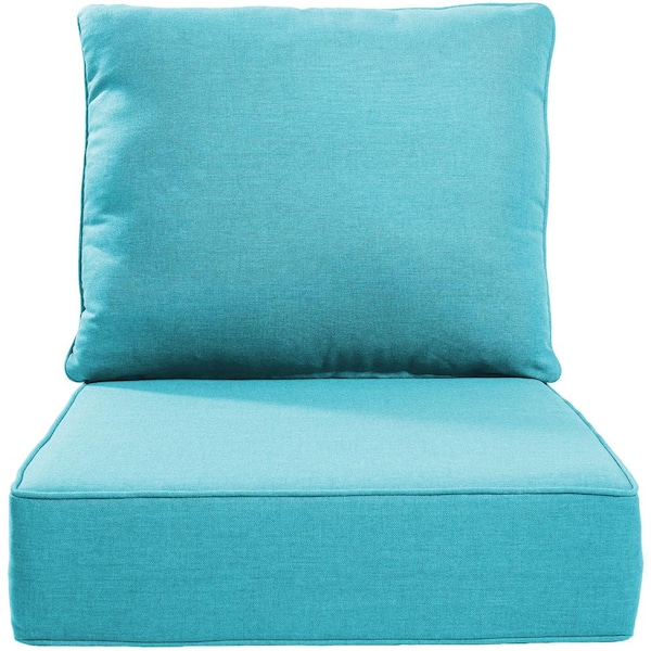 22 in. W x 24 in. D x 6 in. T 2-Piece Water & Fade Resistant Outdoor Lounge Chair Replacement Cushion Set in Light Blue