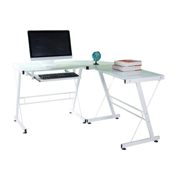 Winado 50 in. L-Shaped Durable Stalinite Splicing Computer Desk White
