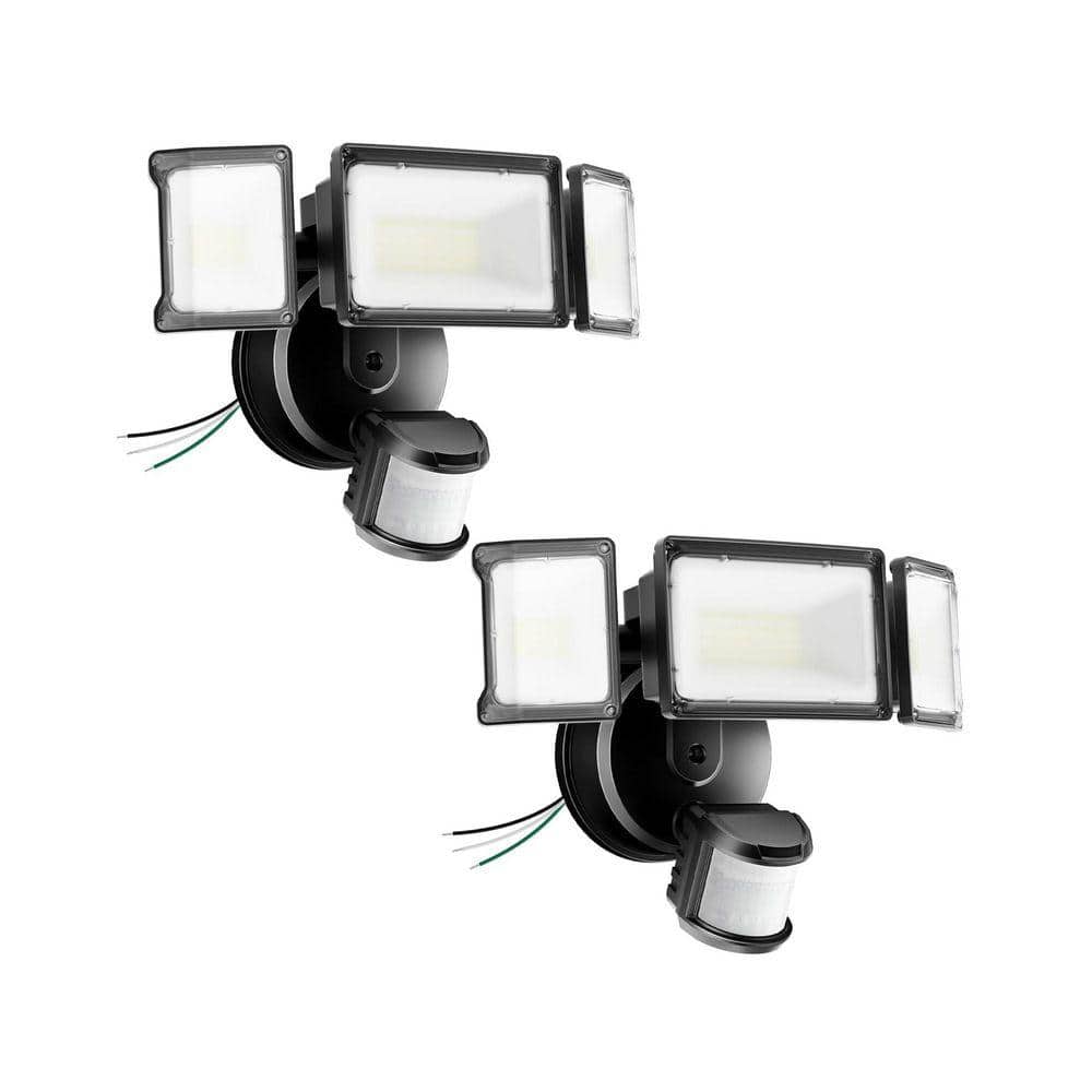 75 Watt Equivalent 7000 Lumen 270° Black Motion Sensing Dusk to Dawn LED Flood Light 2-Pack price history on PriceWatchPro