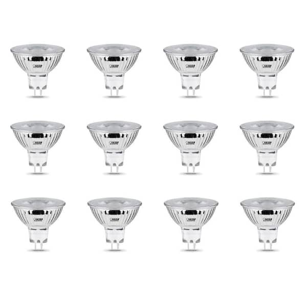 Feit Electric 50-Watt Equivalent MR16 GU5.3 Bi-Pin Dimmable 12-Volt Track Lighting 90+ CRI LED Flood Light Bulb, Daylight (12-Pack)