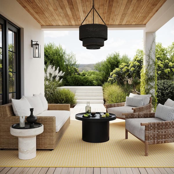 DASH & ALBERT Tirzah Modern Yellow 4 ft. x 6 ft. Outdoor Area Rug