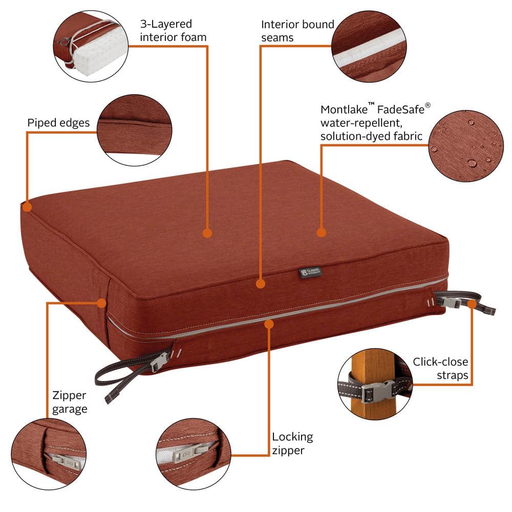 Heather Henna Red Water-Resistant Patio Chair Cushion
