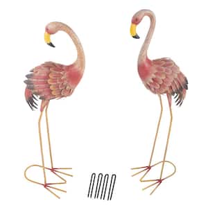 31 in. Metal Flamingo Garden Statues (2-Pack)