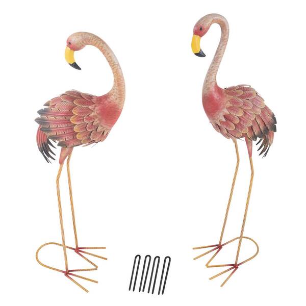 Pure Garden 31 in. Metal Flamingo Garden Statues (2-Pack) 50-LG1295 ...