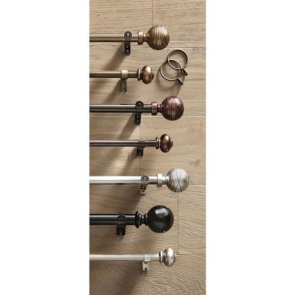 Single Curtain Rod In Antique Brass, Home Depot Curtain Rods And Brackets