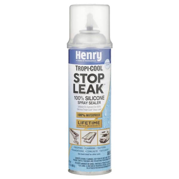 Henry 880 Tropi-Cool Stop Leak Clear 100% Silicone Spray Sealer 14.1 oz.  HE880C025 - The Home Depot