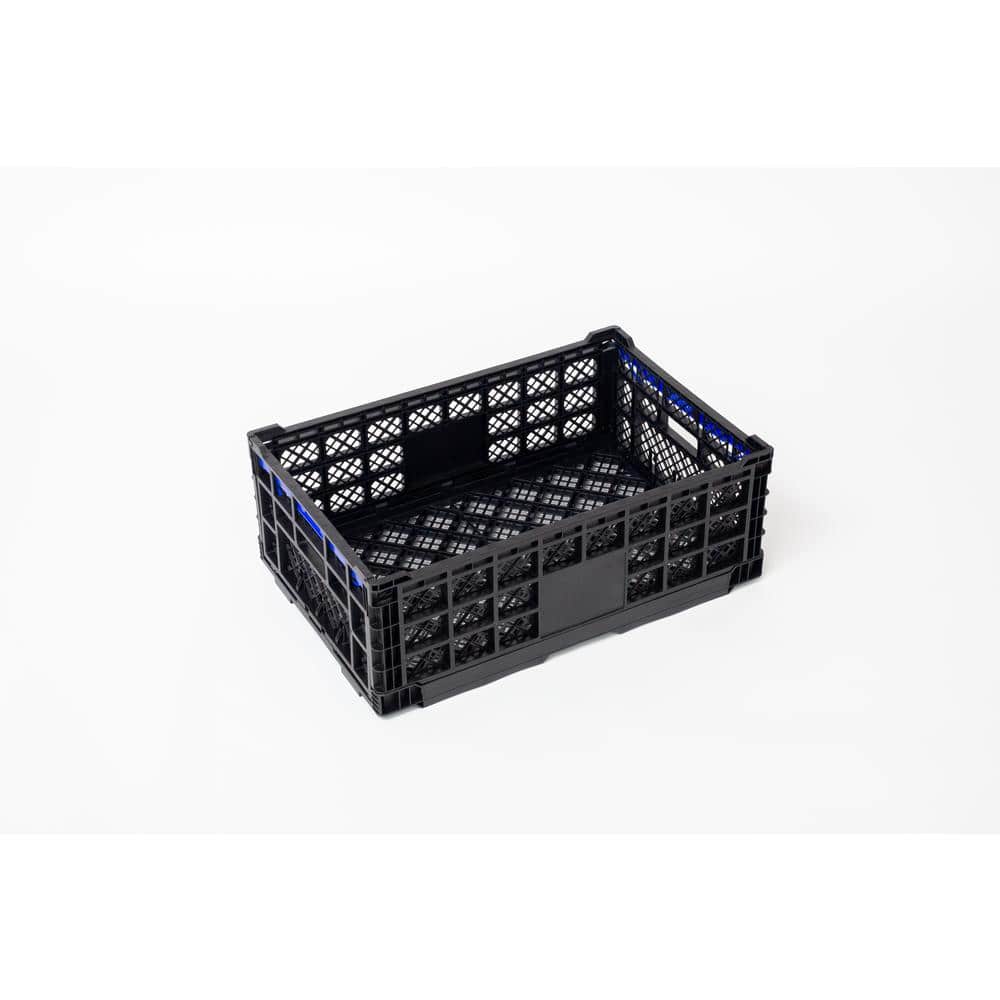 8.27 in. H x 23.62 in. W Black Folding 47L Collapsible Plastic Wooden Crate