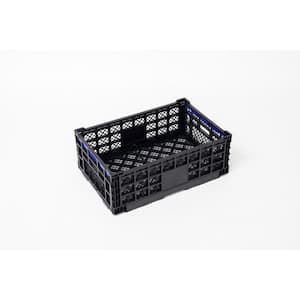 8.27 in. H x 23.62 in. W Black Folding 47L Collapsible Plastic Wooden Crate with Handles (3-Packs)