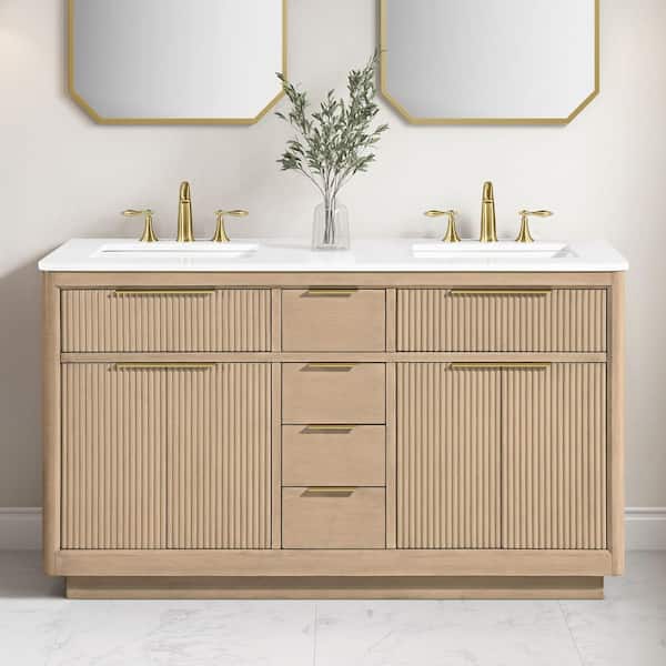 OVE Decors Xander 60 in. Freestanding Sahara Birch Bath Vanity