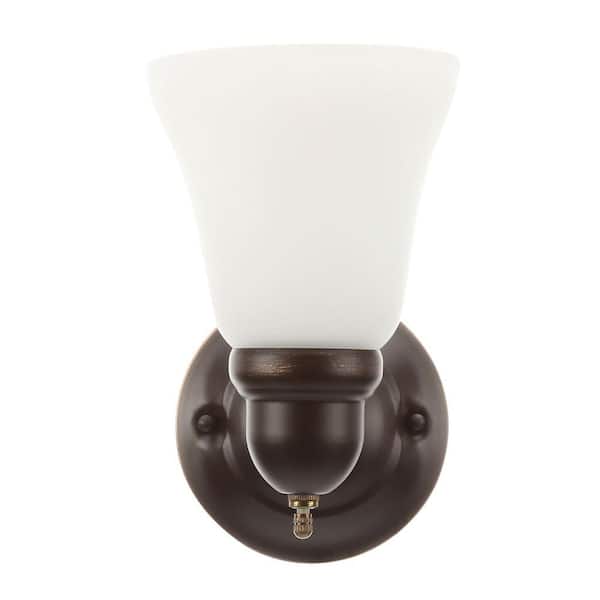 Hampton Bay 1-Light Oil Rubbed Bronze Sconce with Frosted Opal Glass Shade