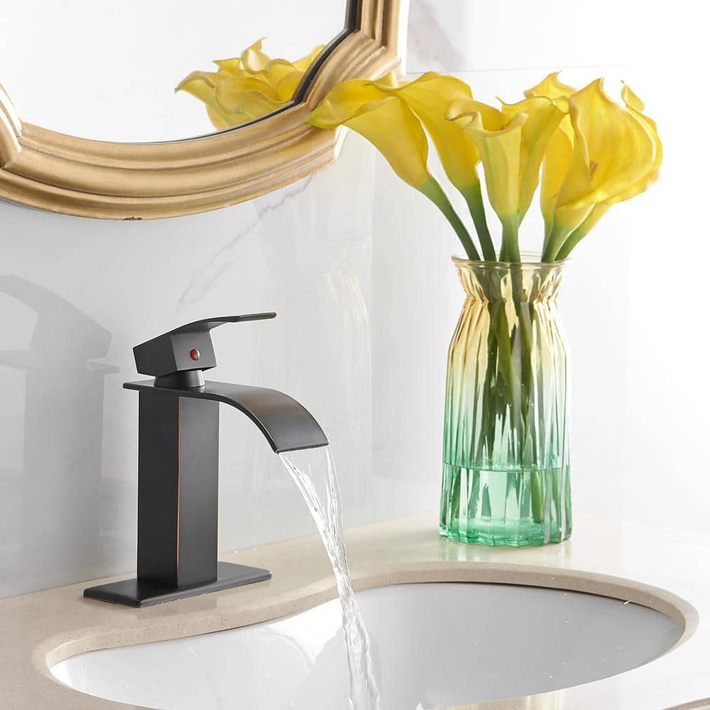 Oil Rubbed Bronze Single Handle Waterfall Bathroom Faucet