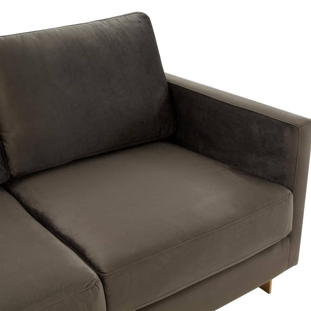 Lincoln Dark Grey Velvet Loveseat with Gold Frame