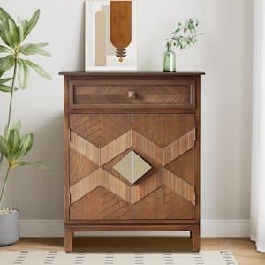 Retro Brown 1-Drawer 14 in. W Dresser with 2-Doors