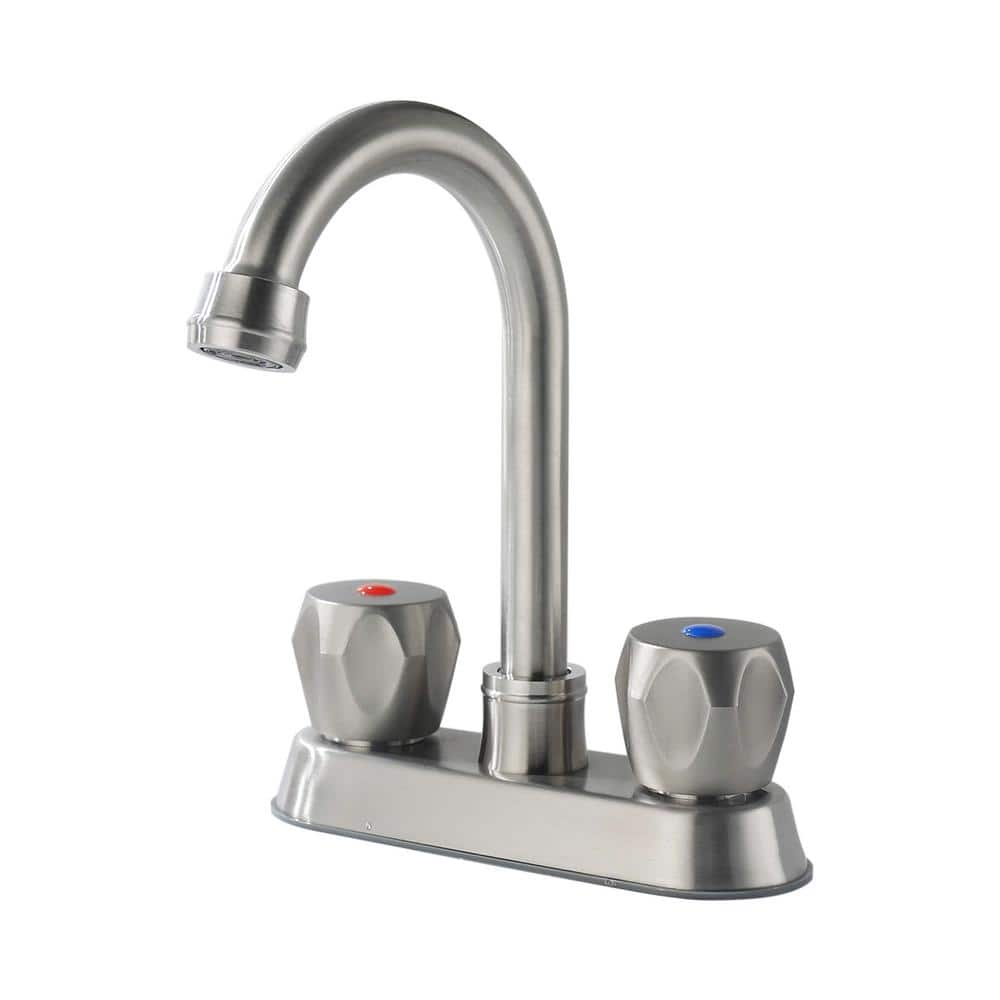 Satico 4 In Centerset 2 Handle Stainless Bathroom Sink Faucet With Pop   Brushed Nickel Satico Centerset Bathroom Faucets Bnbf020dr 64 1000 