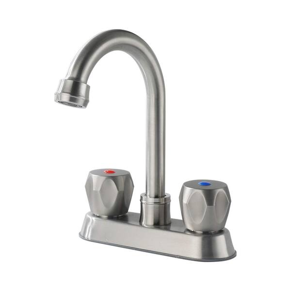 Satico 4 in. Centerset 2-Handle Stainless Bathroom Sink Faucet with Pop-Up Drain in Brushed Nickel