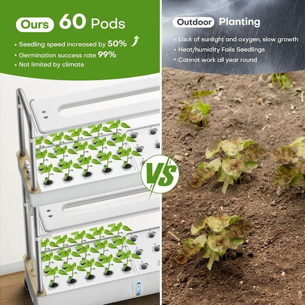 Dryades 32-Pod Vertical Hydroponic Garden System with Large