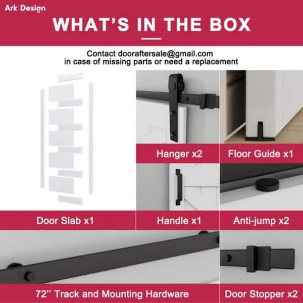 30 in. x 84 in. Paneled 5-Lites White MDF with PVC Finished Sliding Barn Door Slab with Hardware Kit and Soft Close