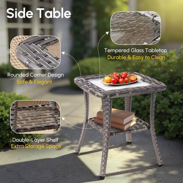 HOOOWOOO Messi Gray 10-Piece Wicker Outdoor Patio