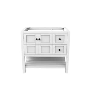 Alicia 35 in. W x 21.75 in. D x 32.75 in. H Bath Vanity Cabinet without Top in Matte White with Black Knobs
