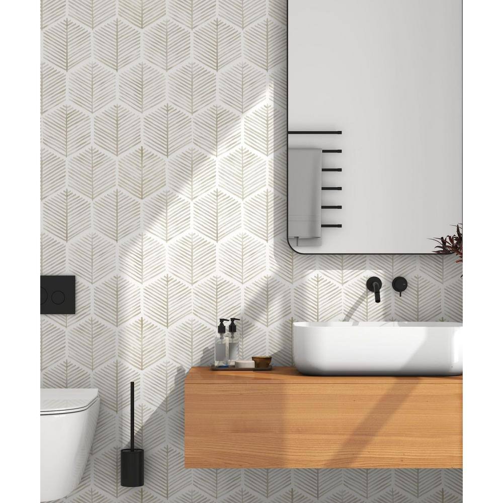 Beige and White Geometric Self-Adhesive Vinyl Wallpaper