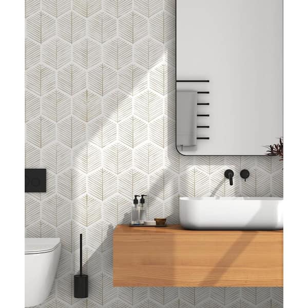 17.3 in. x 393 in. Boho Beige and White Geometric Vinyl Peel and Stick Wallpaper for Bedroom and Cabinets