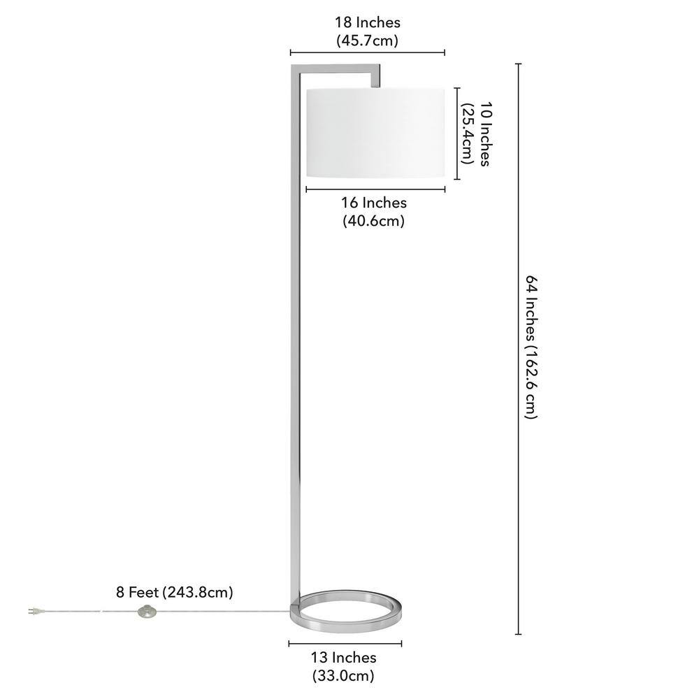 Polished Nickel 64" Floor Lamp with Drum Shade