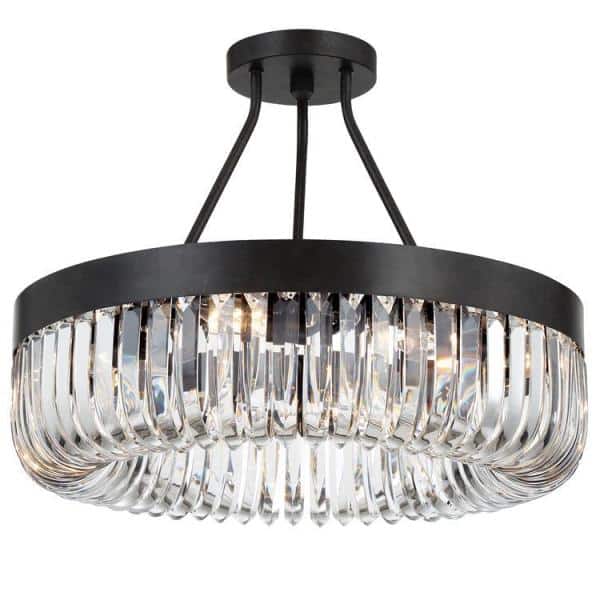 Charcoal Bronze 8-Light Chandelier with Clear Glass Beads