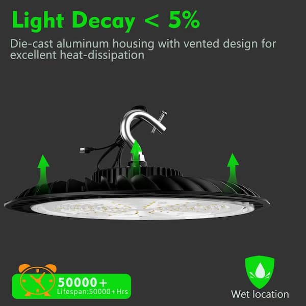 bulbeats 200W LED High Bay Light 30000LM High Bay LED Shop Lights AC100-277V Commercial Bay Lighting with 3 ft. Cable 4Pack
