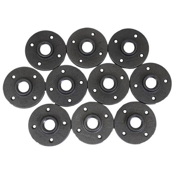 Unbranded 1/2 in. Black Malleable Iron FPT Floor Flange (10-Pack)