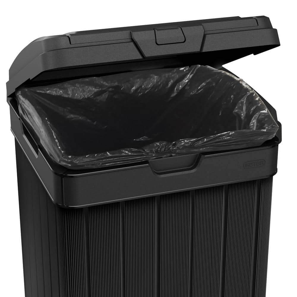 Baltimore Black Plastic Outdoor Trash Can with Pull-out Drawer