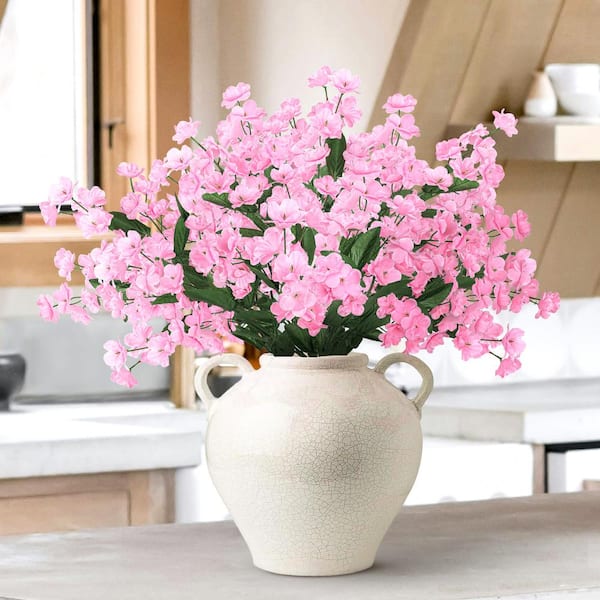 18 in. Pink Artificial Baby's Breath Gypsophila Flower Stem Spray (Set of 12)