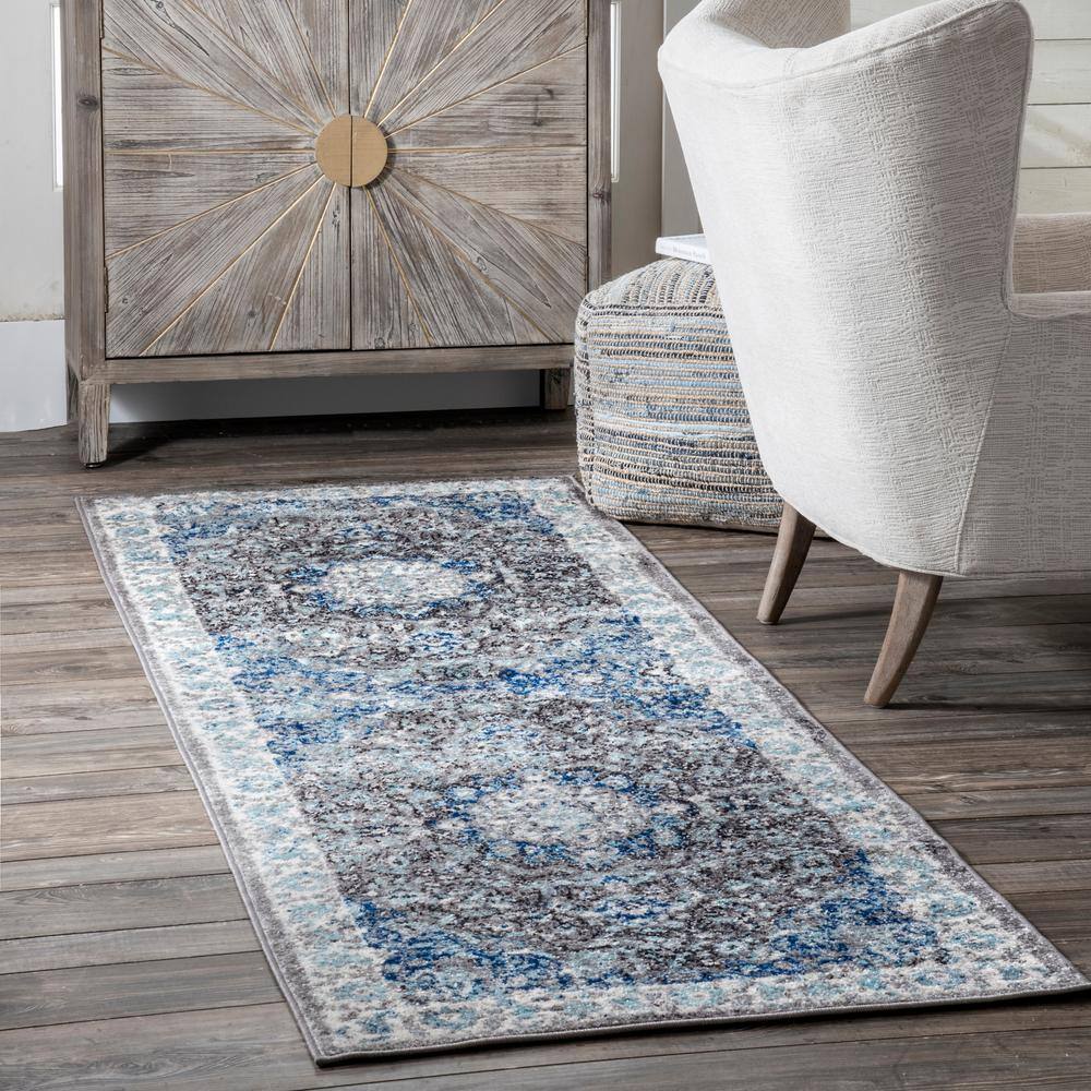 Verona Dark Gray Vintage Persian 8' Runner Rug
