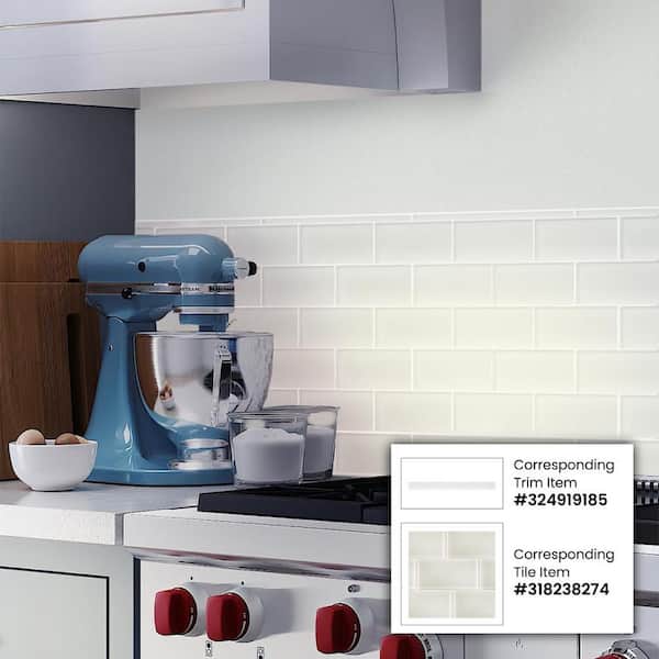 Apollo Tile White 3 in. x 6 in. Matte Finished Glass Mosaic Tile