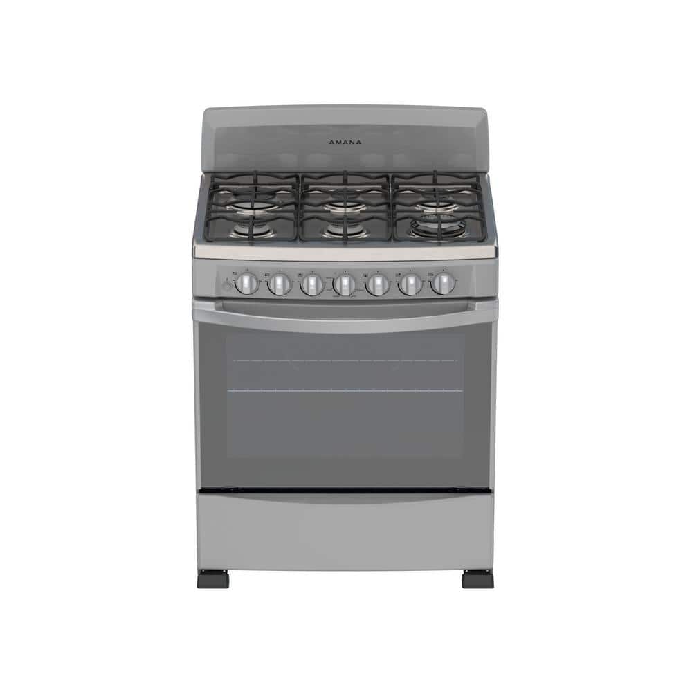 30 in. 5.1 cu. ft. 6 Burner Freestanding Gas Range in Stainless Steel