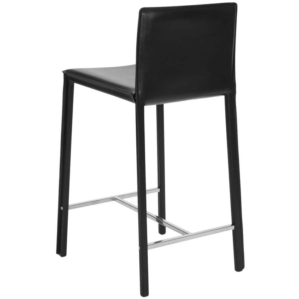 Jason 24'' Black Leather and Metal Counter Stools, Set of 2